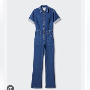 Mango zip denim jumpsuit